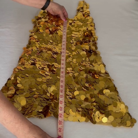 Paris Hilton Gold Sequin Paillettes Gold Dress Y2K Vintage Deadstock - Picture 15 of 16